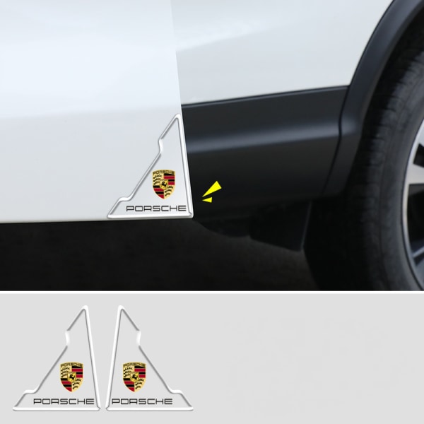 Antikollisionshörnskydd för bilens ytterdörr, PVC-dörrbumpkant anti-scratch gummiskyddsfilm-Porsche (tvåpack)