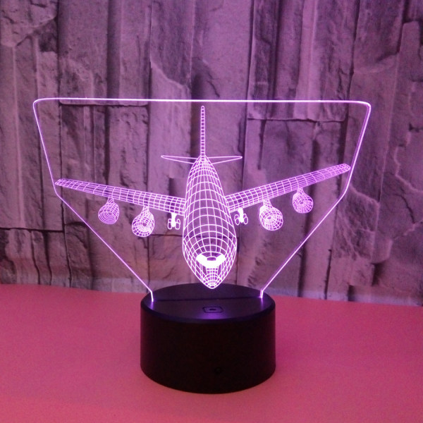 Qinwei Flygplan Nattljus 3D Illusion Lampa 7 färgskiftande Touch Control  LED Bord Skrivbordsdekor Lampor Jul Födelsedagspresenter för barn Pojkar  Pilot P 5b32 | Fyndiq