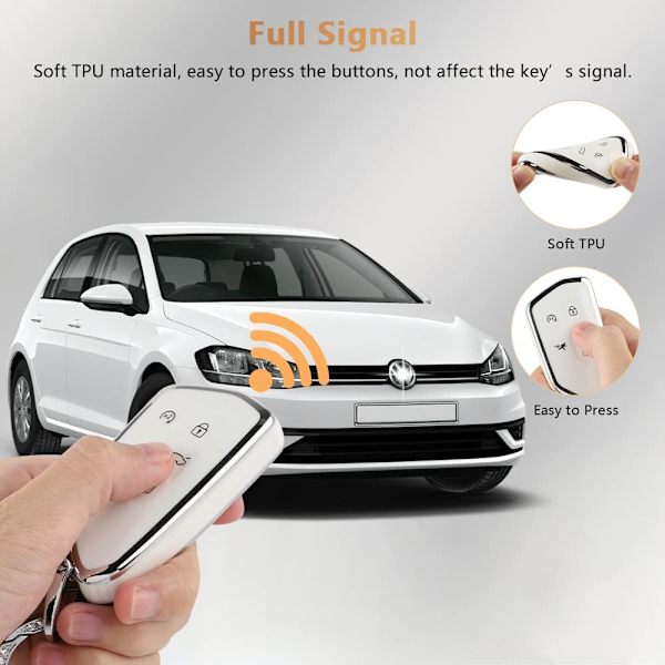 PIFOOG nøkkelringdeksel for VW Volkswagen ID4 Golf GTI R 2022 2023 tilbehør TPU 5 knapper bilnøkkel etui skallbeskytter Bling nøkkelring jentete kvinner