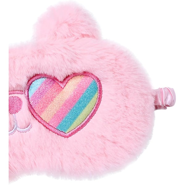 Söt Ögonmask Rosa Ögon Sömnmask, Plysch Sovande Ögonskydd Mjuk Rolig Ögonbindelmask, Fluffig Djur Sömnskärm Andningsbar Lättvikt