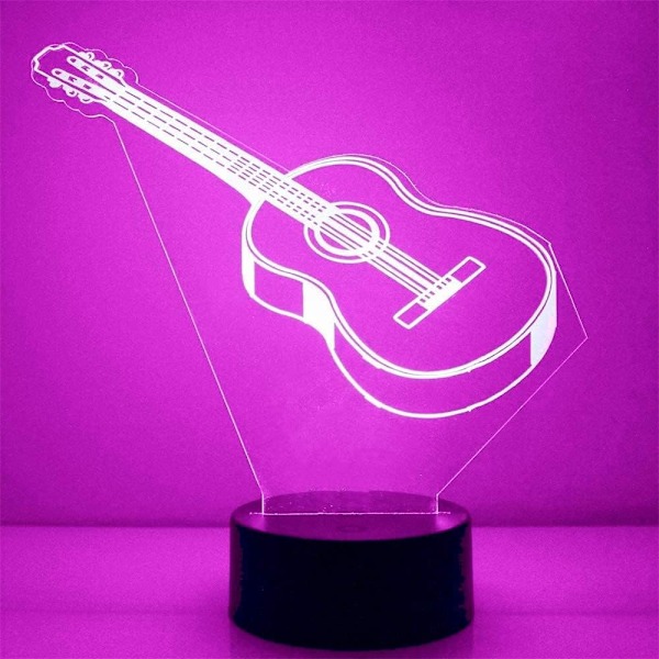 3D Sähkökitara Yövalo Musiikkilamppu Illuusio 7 Väriä Vaihtuva Kosketuskytkin Pöytä Koristelahja Akryyli Tasainen ABS-Jalusta USB-Kaapeli Leikki