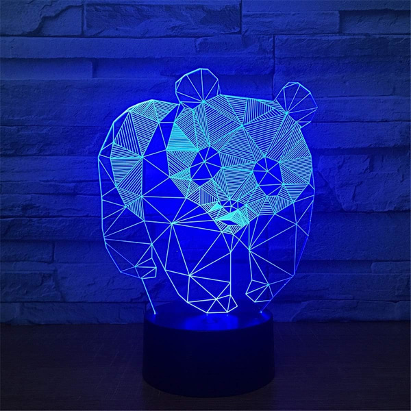 3D Panda nattlys Dyr Bordskrive Optisk Illusjon Lamper 7 Farge Skiftende Lys LED Bordlampe Jul Hjem Kjærlighet Bursdag Barn Barn Dekor Leke G