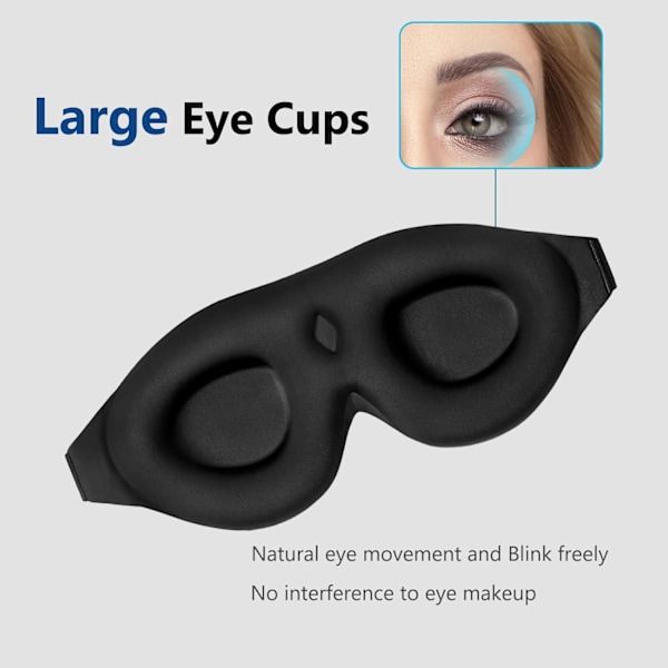 Sovemaske til Kvinder og Mænd med Støbte Øjenkopper, Velkontureret 3D Ekstra-Plys Blød Memory Foam Blackout Øjenmaske Nul Pres på Øjenlåg