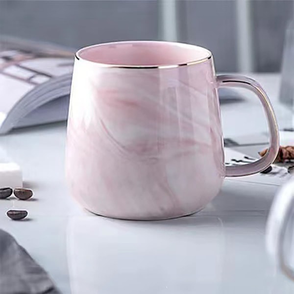 Marmorerad Nordisk Stil med Lock Kaffe Muggar 16oz Keramiska Kaffe Muggar för Män/Kvinnor - Set om 2 med Skedar, Perfekt för Soppa Presenter