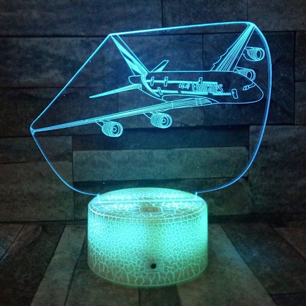 3D Fly Night Light Bordlampe Optisk Illusjon Lamper 7 Farge Skiftende Lys LED Bordlampe Jul Hjem Kjærlighet Bursdag Barn Barn Dekor Leke Gave