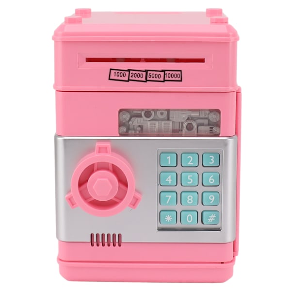 2 lägen ATM spargris digital elektronisk papperspengar mynt säker låda spara kassaskåp med 7 musikspår för barn Pink