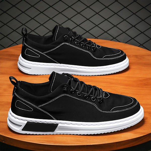 Herrsneakers Mjuk Gummisula Andningsbar Antihalk Lättvikt Stilren Herr Plimsolls för Resor Kontor Sport Black 40 EU