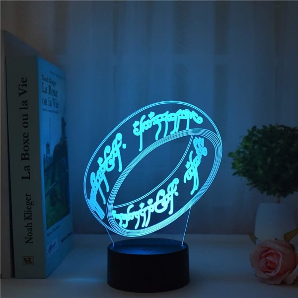 Ringenes Herre Magisk Ring 3D LED Nattelys Berøring 7 Farger/Fjernkontroll 16 Farger USB Bordlampe Hjemmedekor Sengelampe Motegave
