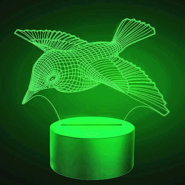3D Fugl Natlampe Bordsklampe Optisk Illusion Lamper 7 Farveskiftende Lys LED Bordlampe Julegave Hjem Kærlighed Fødselsdag Børn Børn Dekoration Legetøj Gave
