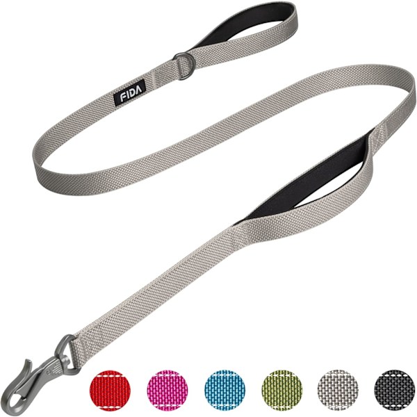 5 FT Heavy Duty Hundeleine med 2 komfortable polstrede håndtak, trafikkhåndtak og avansert enkel snapkrok, reflekterende gåledning for store, mellomstore og små hunder Grey5FT 5 Feet (Pack of 1)