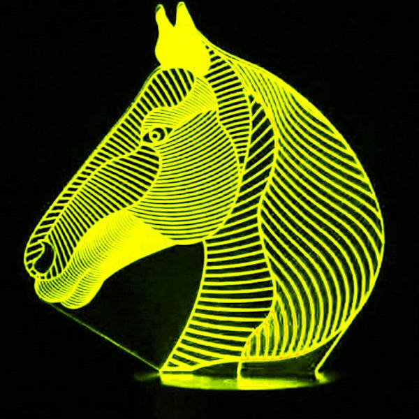 3D Hest Nattelys Bordskrive Optisk Illusjon Lamper 16 Farge Skiftende Lys LED Bordlampe Jul Hjem Kjærlighet Bursdag Barn Barn Dekor Leke Gave