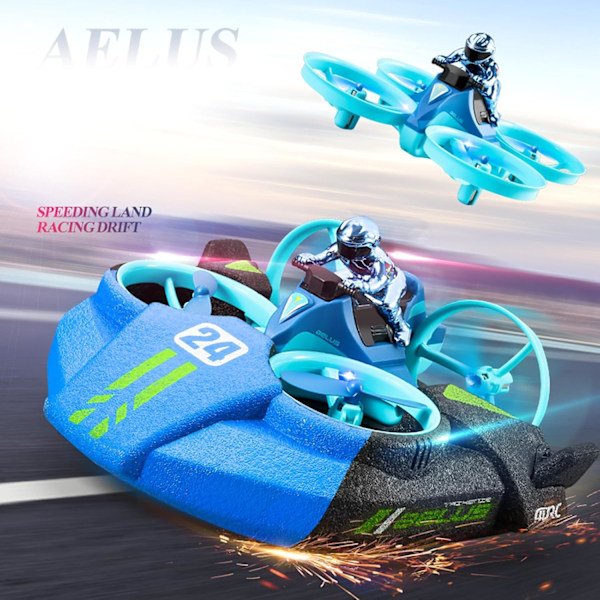 Hovercraft RC Båd 3 i 1, Fjernstyret Hovercraft Båd RC Drone Race Drift Biler Legetøj