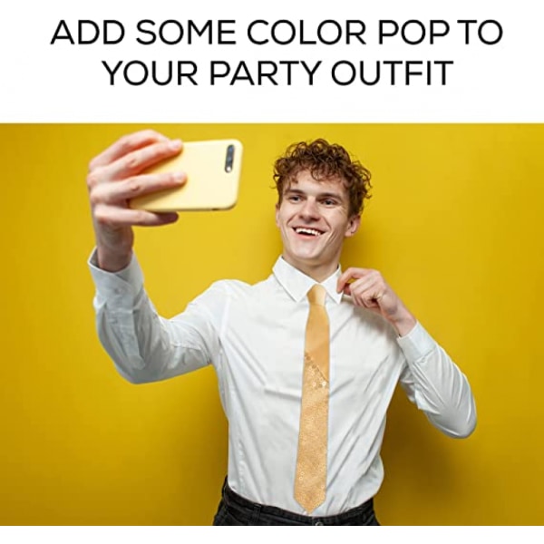Herrmode paljettslips - perfekt för bröllop, fester, kostymer, Halloween - flera färger att välja mellan (guld)