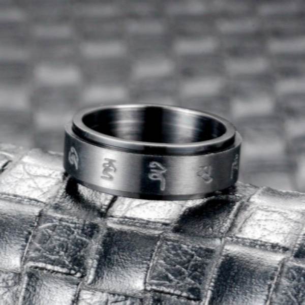 Omkreds: 50mm Tai Chi Yin Yang Bagua Balance Ring Roterende Spinner Band Ring Anti Angst Cool Stress Relieveing Fidget Ringe til Mænd Kvinder