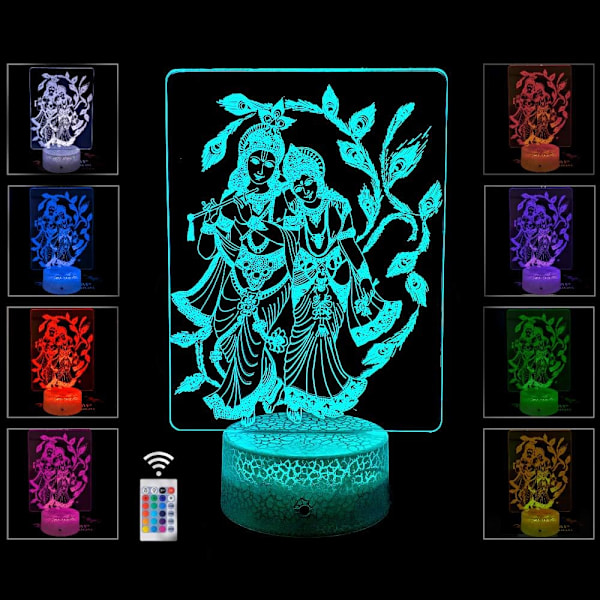 3D Illusion Natlys Lord Hanuman Statue Bedste Gaveidé Diwali til Venner & Familie - Cool Hjem Kontor Soveværelse Dekoration med Berøringsføler 16 Farver