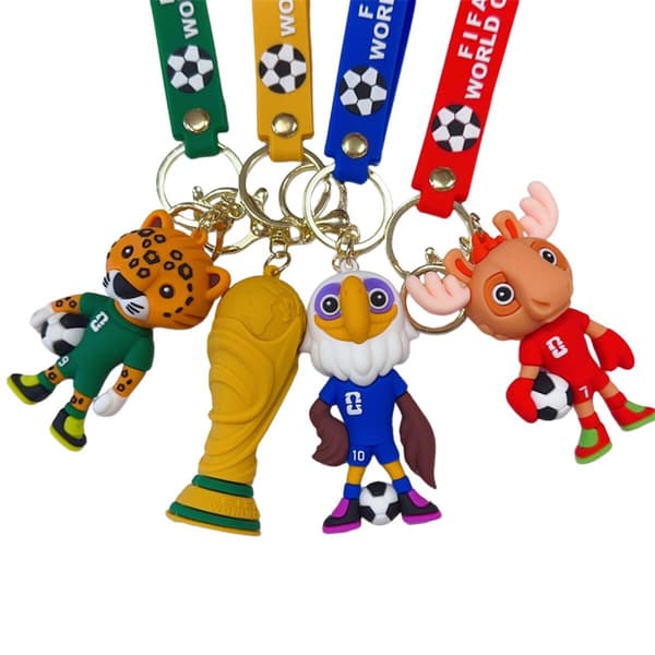FIFA World Cup Älg Maskot Silikon Nyckelring med Turneringstema Snodd & 3,2cm Dimensionsdetaljer
