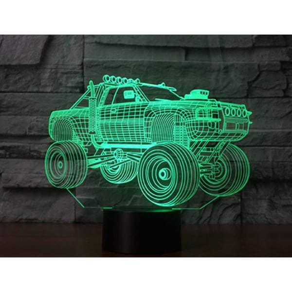3D Off-Road Fordon Fjärrkontroll 16 Färger Nattljus Illusion Akryl LED Bord Sänglampa Barn Sovrum Skrivbords Dekoration Födelsedagspresenter Leksak