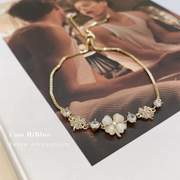 Fødselssten Kæde Link Armbånd til Kvinder Pige Heldig Firkløver Ædelsten Fint Smykke Lykke Shamrock Fødselsdagsgave