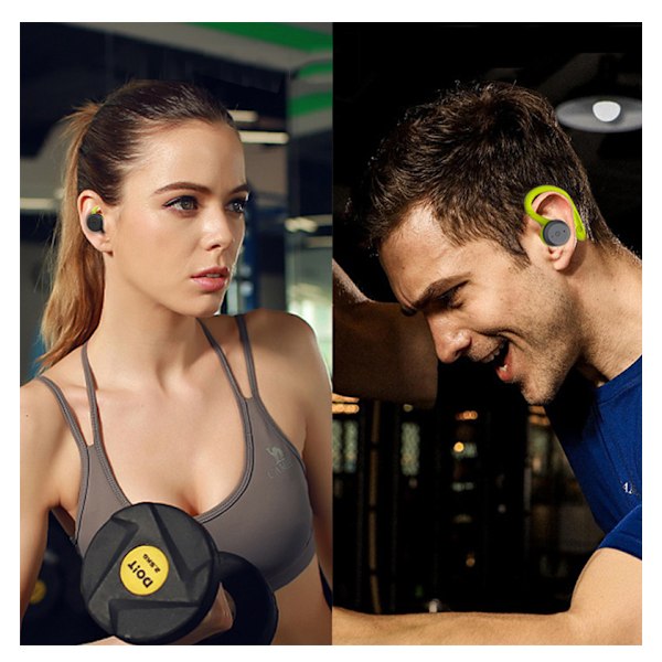Wekity  Uinti vedenpitävät Bluetooth-kuulokkeet Dual Wear Urheilun langattomat kuulokkeet Tws Ipx7 Kuulokkeet Stereo, vihreä