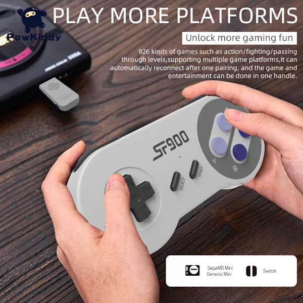 My Arcade Super Gamepad - Trådlös spelkontroll för Nintendo SNES Classic, NES Classic, Super Famicom, Wii, Wii U (Super NES-färger)