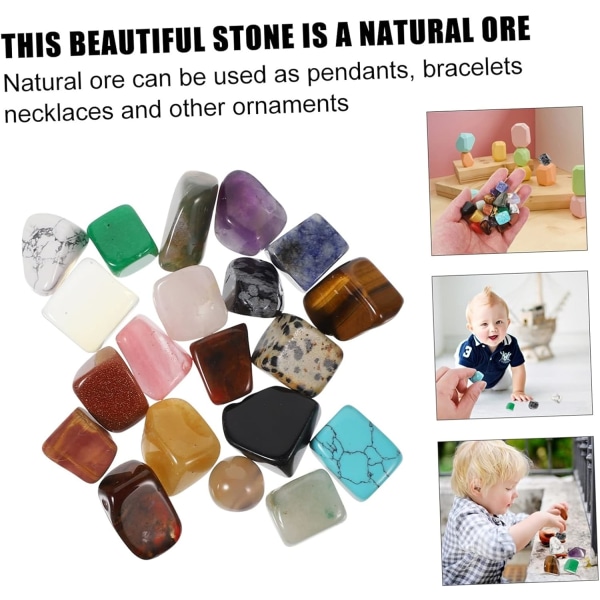 WJ 20 bitar Chakra Stones Mineral Specimen Leksaker Chakra Kristaller Pussel Naturliga Mineral Stones Sten Specimen Tumbler