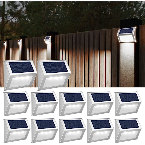 Solar Outdoor Lights, 12 Pack Solar Fence Lights, Deck Lights, Solar Powered Waterproof Outside Lighting for Garden Backyard Patio Yard Stair Step W