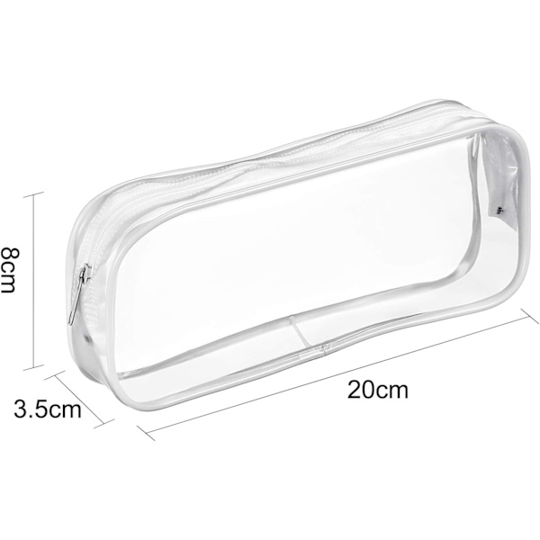 4 stk. Hvid gennemsigtig PVC stor kapacitet lynlås blyantpose, pen blyantpose makeup pung White