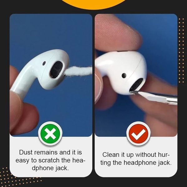 Bærbar Bluetooth-hodetelefoner Rengjøringspenn Verktøy for iPhone Airpod, Multifunksjonell Myk Mikrofiber Støvfjerningsbørstepenn, Svart