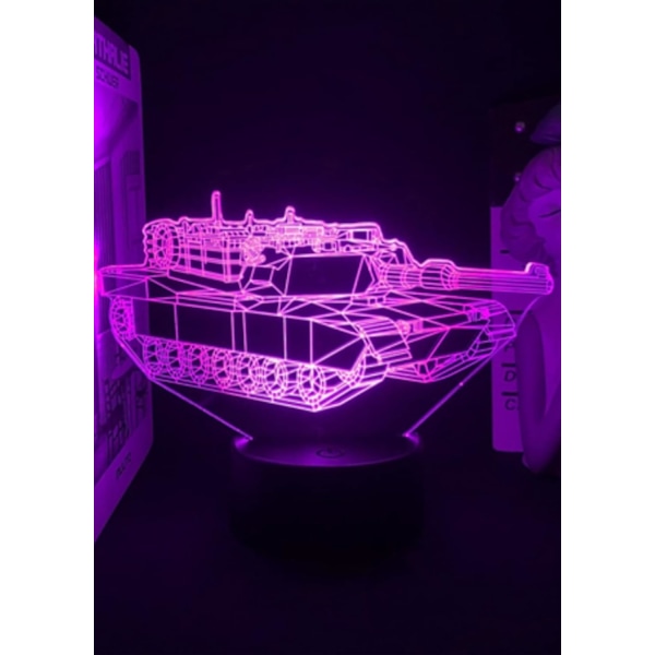 3D Tank Nattlampa Bordsskiva Optisk Illusion Lampor 16 Färgväxlande Ljus LED Bordlampa Jul Hem Kärlek Födelsedag Barn Barn Dekoration Leksak Present