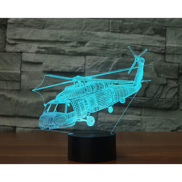 3D Helikopter Fjernbetjening 16 Farve Natlys Illusion Akryl LED Bord Natlampe Børneværelse Skrivebords Dekoration Fødselsdagsgaver Legetøj til Børn