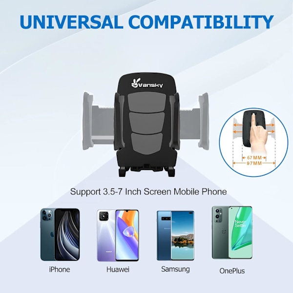 Biltelefonholder, 3-i-1 mobilholder luftventil dashbordmontering frontrute for iPhone Xs Max R X 8 Plus 7 6S Samsung Galaxy S9 S8 Edge S7 S6 LG Black