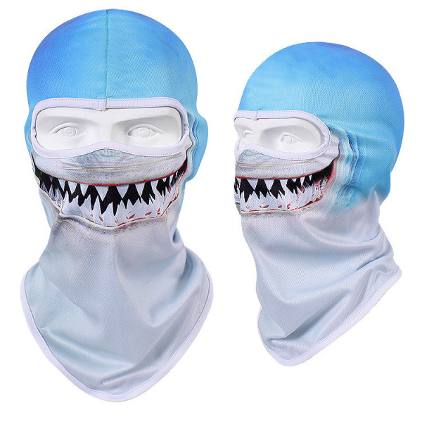 Halloween sunscreen quick-drying headgear motorcycle breathable skull mask fishing riding helmet lining cap (shark, 1 pack)