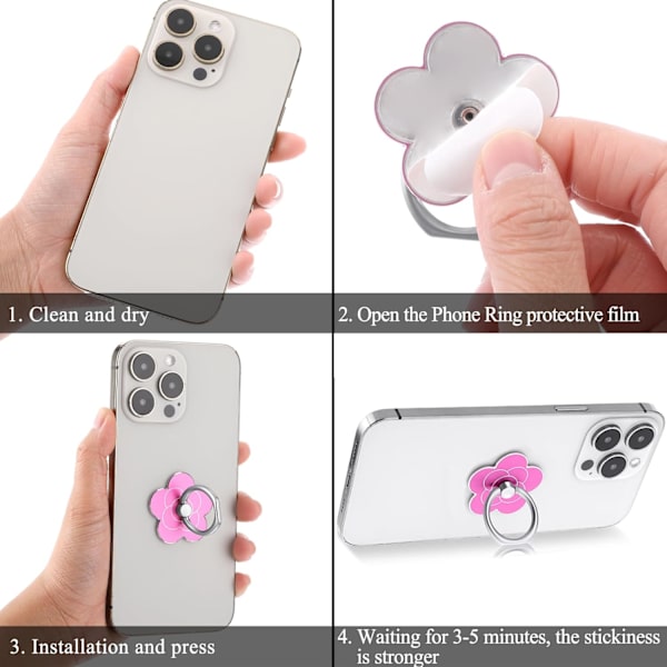 2 st telefonringhållare stativ mobiltelefon blomma finger ring grepp stativ metall universellt kompatibla tillbehör med smartphone, mobiltelefoner 2pcs Silver