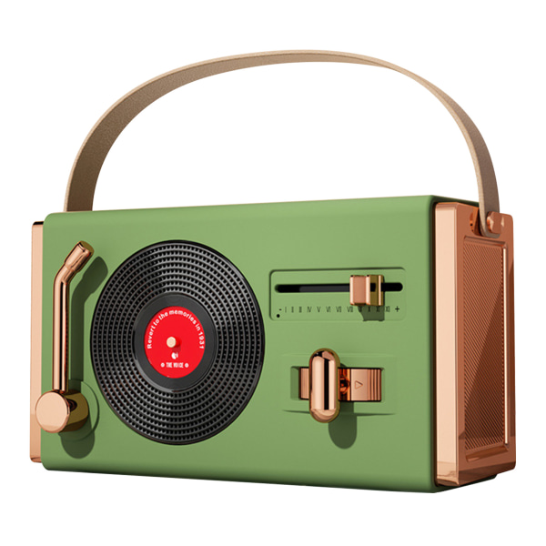 Utomhus Bluetooth-högtalare Bärbar Dekorativ Hög Ljudkvalitet USB-minnen Stöd Retro Bluetooth-högtalare för Vardagsrumskontor Grön