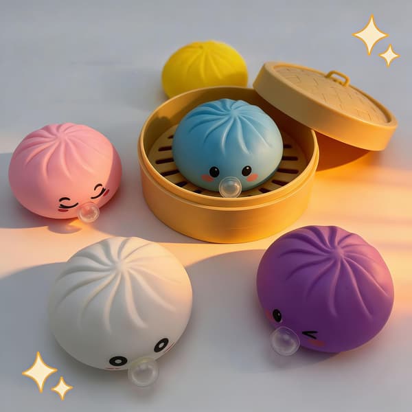 Ny Spit Bubble Dumpling Squishy Leketøy med Dampboks, Stresslindrende Sensorisk Fidget Leketøy for Autisme ADHD Barn og Voksne blue