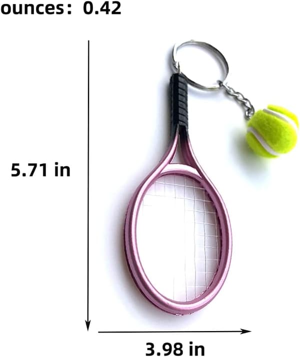 Värillinen minitennismaila pallolla avaimenperä Purple