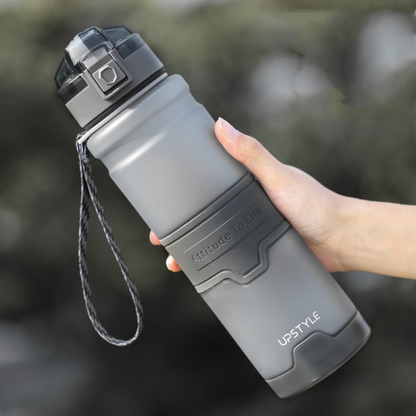 Tritan material stor kapacitet bärbar anti-fall fitness sport flaska plastmugg 1000ml grå