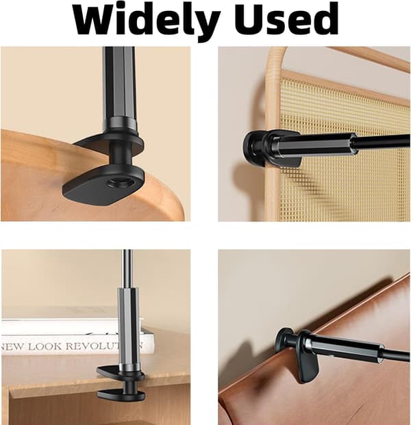 360° Fleksibel Svanehals Tablet Stand til Seng - Lang Arm Clip Mount, Universal til 4.1-6.7 Tommer Tablets, Sort Sengekant/Hovedgærde Tabl Tablet