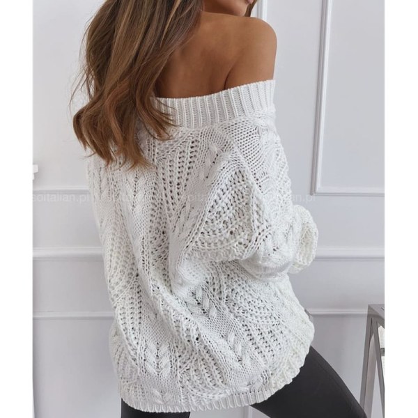 Kvinnor Casual Långärmad Tröjor Rund Halsning Solid Färg Stickad Oversize Pullover Lös Passform Jumper,M