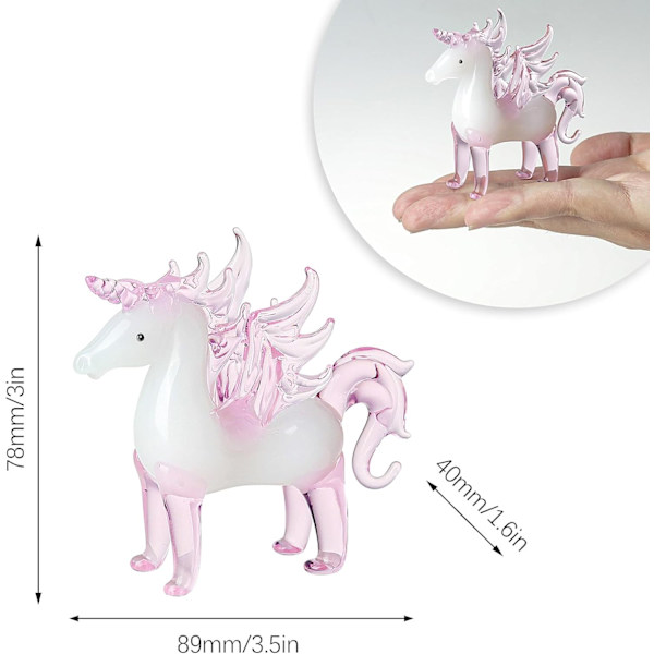 Krystal Pink Unicorn med Vinger Dyrefigurer, Håndblæst Glas Unicorn Gave til Piger og Kvinder Hjemmeindretning