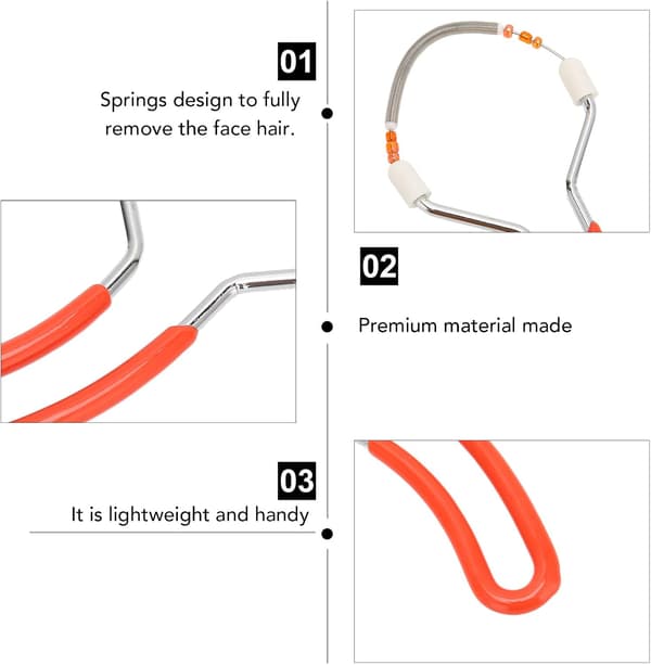 3 stk. fjerhårfjerner, fjer-threading epilator til ansigtshårfjerning til kvinder, hagehår, overlæbehår, kvindemustache
