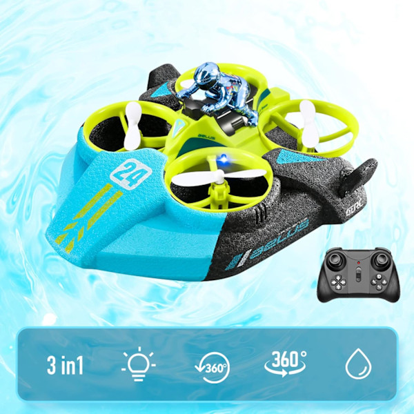Hovercraft RC Båd 3 i 1, Fjernstyret Hovercraft Båd RC Drone Race Drift Biler Legetøj