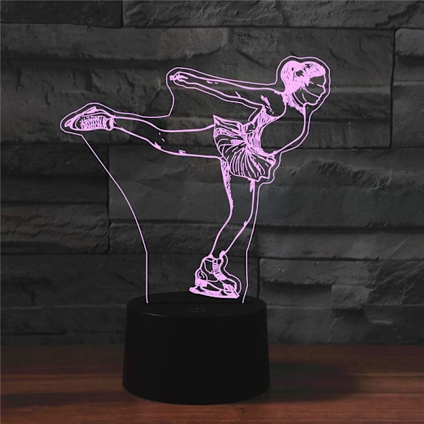 3D Skridsko Fjärrkontroll 16 Färger Nattlampor Illusion Akryl LED Bord Sänglampa Barn Sovrum Skrivbords Dekoration Födelsedagspresenter Leksak för Barn