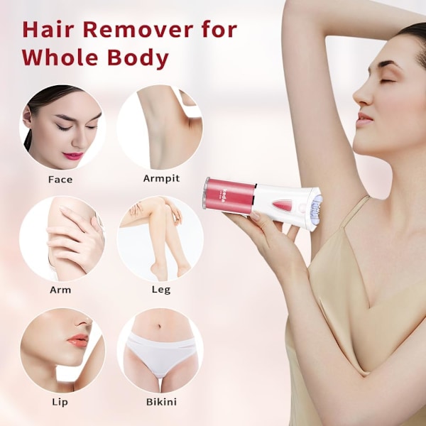 Epilator til hårfjerning til kvinder - bærbar epilator - Glamorous Skin Epilator til ansigt - Elektrisk Smooth Glide Epilator med LED-koldt lys