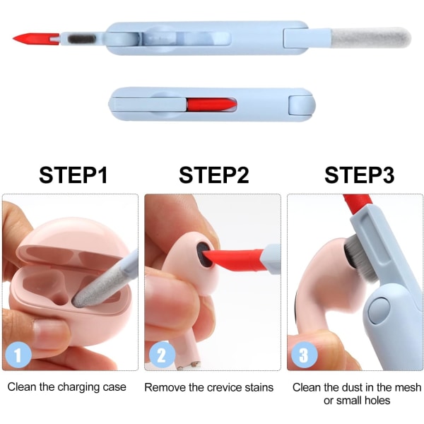 7-i-1 Elektronikk Rengjøringssett - Tastatur Rengjøringssett, Bærbar Multifunksjonell Rengjøringsverktøy for PC-skjerm/Ørepropp/Mobiltelefon