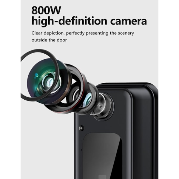 Trådløs videodørklokke - Videosamtalesystem Smart WiFi videodørklokke med 4,3 tommers 1080P HD-skjerm/nattsyn / 170° visningsvinkel