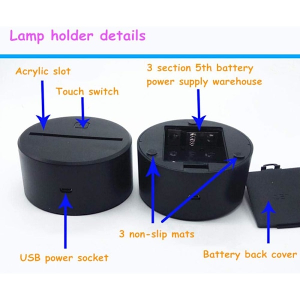 3D Visuell Nattelys, Dyr Sel 16-Farge Skiftende LED Bordlampe med Fjernkontroll, Dimbar Soveromsbelysning, Leke Lampe for Barn