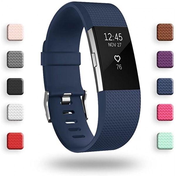 Smart watch, byte av armbandsrem kompatibel med Fitbit charge 2, klassiska och speciella justerbara sportarmband（ Navy-L）