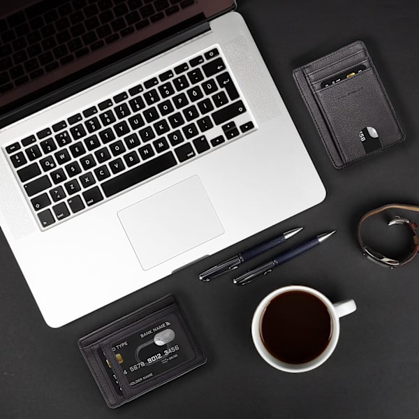 Resa Minimalistisk Slim Front Pocket Plånbok för Män Kvinnor, RFID-blockerande Kreditkortshållare Fodral (Lichee Svart) Lichee Black