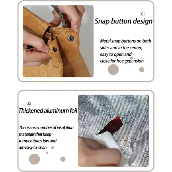Lunchväska - Lunchlåda - Damisolerad lunchväska - Återanvändbar och lätt att bära liten lunchväska - Tyvek-material - Perfekt för vardag och arbete Army Green